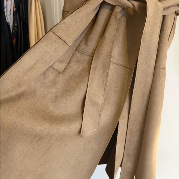 Women's Zara Faux Suede Belted Coat - Picture 3 of 4